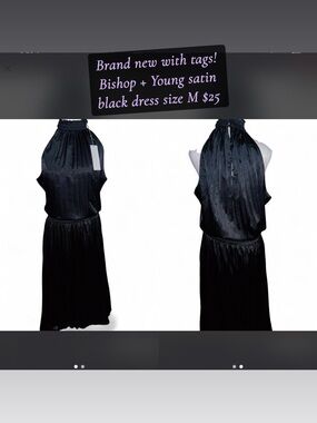 bishop + young Black Satin Halter Dress for Kids